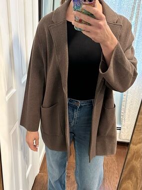 Quince Cotton Knit Blazer Womens Size XL Minimalist Neutral Soft Knit